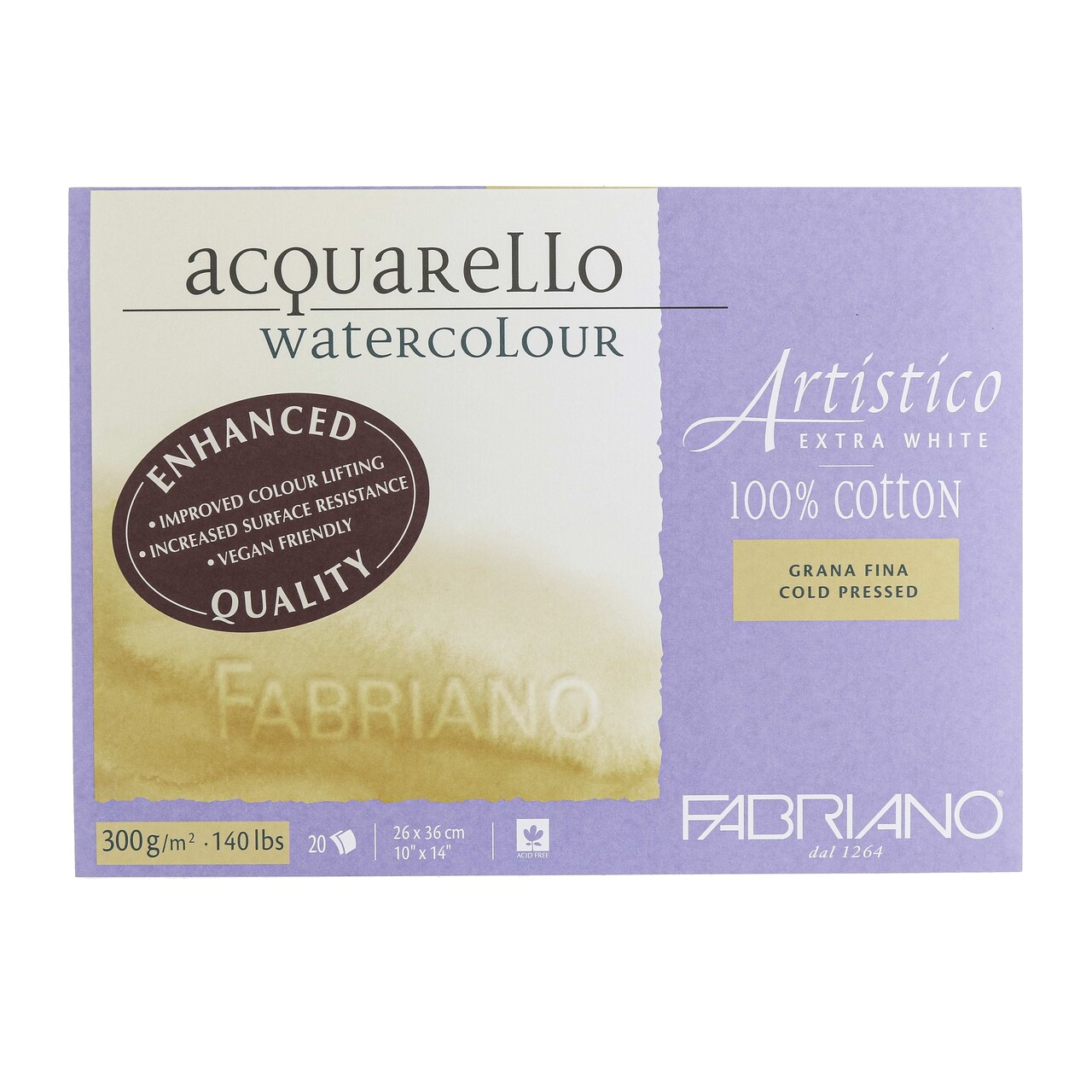Fabriano Artistico Extra White Watercolor Block, 140 lb./300 gsm
